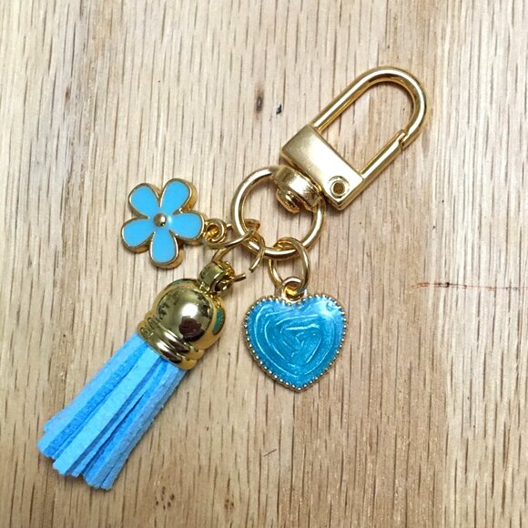 Blue Heart Purse Charm, Backpack Charm, Keychain, Gifts For Her, Handmade - Picture 2 of 5